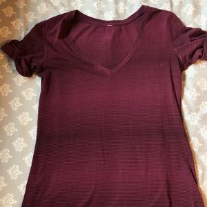 Maroon striped Lululemon short sleeve top